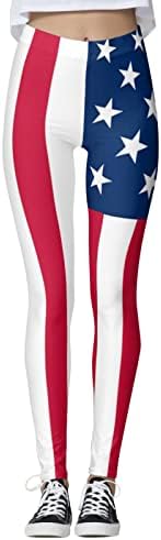 Ruiruilico 4 de julho American Flag Women's Yoga Leggings Controle de barriga Leggings Extrendy Leggings 2023 Tangas casuais de