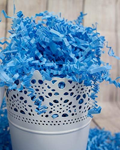Magicwater Supply Crinkle Cut Paper Shred Filler para embalagem de presentes e recheio de cesta - azul claro