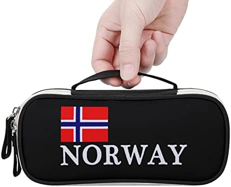 Noruega National Pride High Capacity Pen Case portátil Transporte Bolsa de armazenamento de caneta com zíper com zíper
