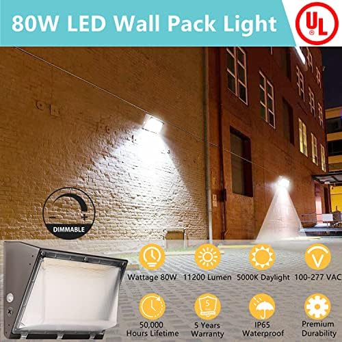 Pacote de parede LED de 80w diminuído com o crepúsculo para o Dawn Photocell, 100-277V 11200LM 400-600W HPS/EQUIVO HID EQUIV.