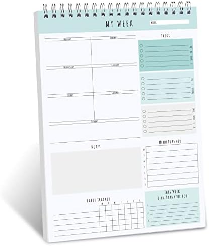 Kaicn Weekly Planner- planejador sem data sem data com layout de página clara para o escritório em casa, bloco de redação,