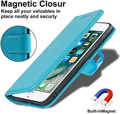 Top Hgsm iPhone 6 Plus/6s Plus Caixa de telefone Carteira com suporte de cartão RFID Blocking-Flip Cover-Blue