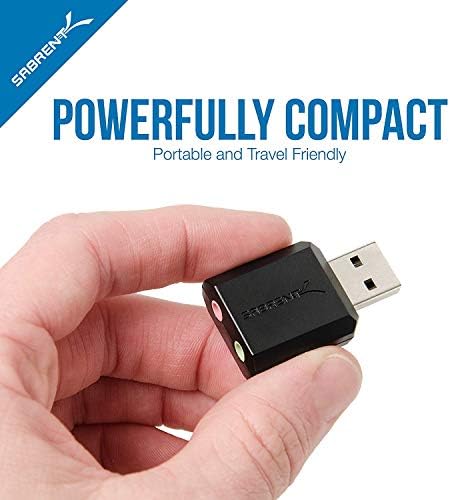 Adaptador de som estéreo externo do SABRENT USB para Windows e Mac. Conecte e reproduza os drivers necessários.