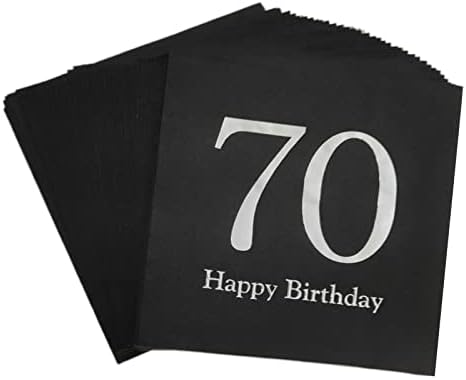 40pcs preto e prata aplaudir a 70 anos de coquetel descartável guardanapos, guardanapos de bebidas para decorações de aniversário