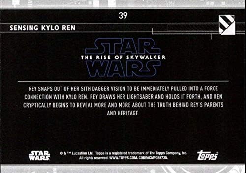 2020 Topps Star Wars The Rise of Skywalker Série 2 Azul 39 Sensing Kylo Ren Rey Trading Card