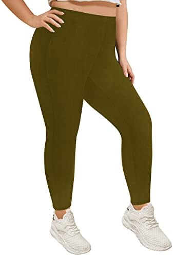 Tiyomi plus size leggings femininos calças curtas/de comprimento completo Leggings de cintura alta de altas altas leopardo/corante/camói