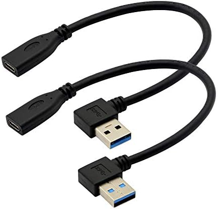 Cabo USB C, fêmea USB tipo C para USB 3.0 Adaptador masculino de 90 graus, 5 Gbps USB A 3.0 para USB Connector -2pcs