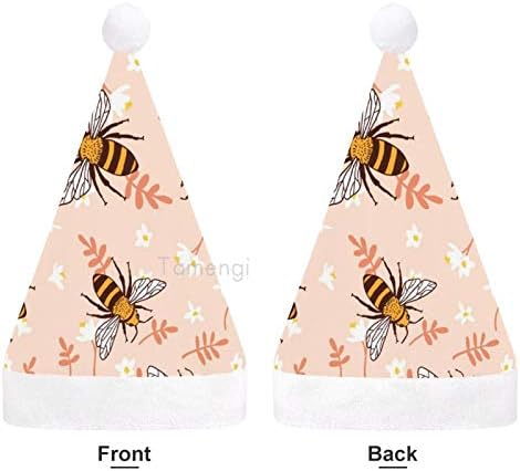 Chapéu de Papai Noel de Natal, Design de abelhas chapéu de férias de Natal para adultos, Unisex Comfort Hats Christmas