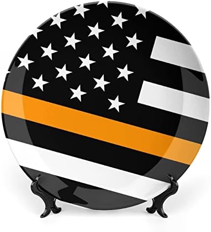 Placa decorativa de flagcerâmica de linha laranja fina dos EUA com suporte para o osso da china em casa para a cozinha da