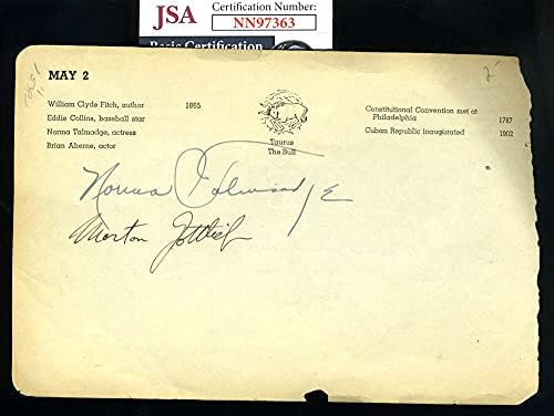 Norma Talmadge JSA CoA Assinou o calendário do álbum Autograph