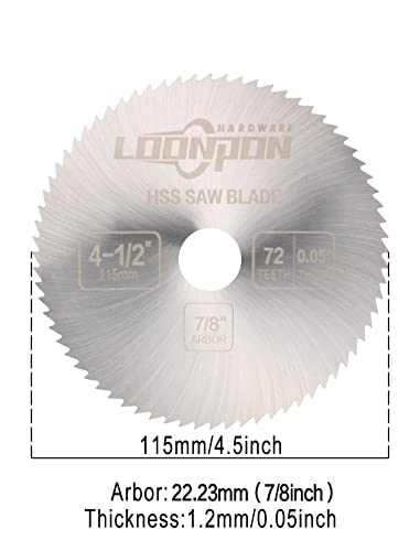 BIHOO 4-1/2 '' HSS Circular SAW Blade 72T, disco de corte de aço de alta velocidade com arbor de 3/8 para corte de telha