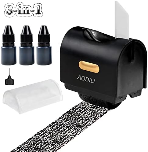 Aodili Identity Roubo Protection Roller Champe-3Pack Recil INKS, Anti-Roubo Id ID Privacy Security Stamp com abridor de caixas,