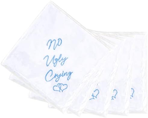 W&F Gift Cotton Wedding Benkerchiefs com texto bordado e bordas recortadas-12 x 12