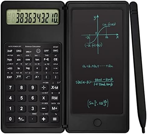 Invin Vanlon dobra as calculadoras científicas de atualização com comprimido, calculadora de engenharia de 12 dígitos LCD LCD com comprimido de escrita apagável, calculadoras de bolso multifuncional para a escola