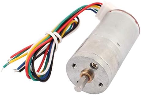 X-Dree GM25-370 DC 24V 6000rpm D Eixo de forma Motor de engrenagem de tom de prata W (GM25-370 DC 24 ν 6000 rpm D Albero forma de tom de prata Motor W Encoder W