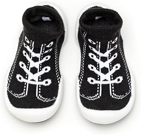 Komuello Baby & Toddler Sock Shoe, Pull Up, First Walker, Flat, Non Slip, algodão macio, sapatos de meia premium