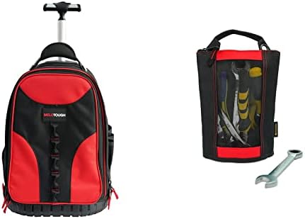 MELOTOUGH Rolling Tool Backpack Backpack Comerciante de serviço pesado Organizador de ferramentas, incluindo manga de laptop