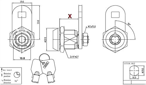 Gaveta wtais gaveta tubular travada diferente para porta de correio de porta caixa de ferramentas Teclas de ferramenta Hardware