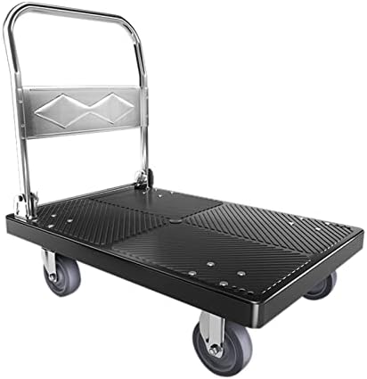 Carrinho de push dobrável, carrinho de plataforma pesada com 4 rodas com rodas giratórias e surfac de plataforma não deslizante