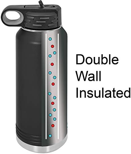 Jr. Groomsman 32 onças de parede dupla isolada em aço inoxidável garrafa de água esportiva com tampa superior, palha