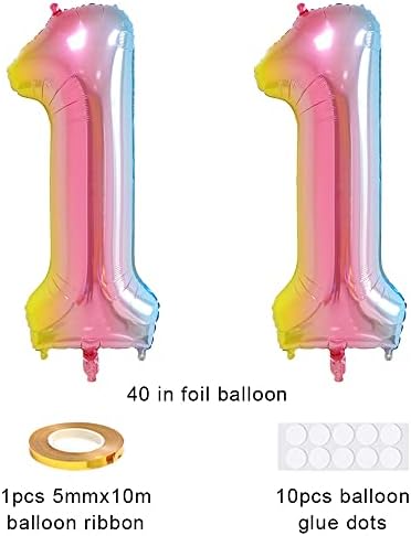 XIHUIMAY Número 11 Balões de balão digital de 40 polegadas Alfabeto 11 Balões de aniversário Digit 11 Hélio Big Ballons para