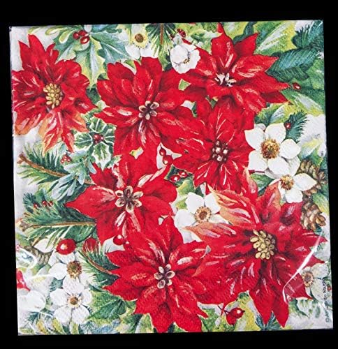 40-CT 13x13 Red Poinsettia guardanapos de natal guardana