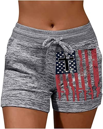 Independence Day Shorts para Womens Jogger Walk Leggings SweatPant Print Plus Size Calça Casual Casual Ativo