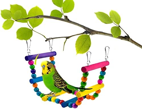 Brinquedos de pássaros holyfire 11pcs, brinquedos coloridos de periquito oscilam anéis escalando pássaro escada pendurando