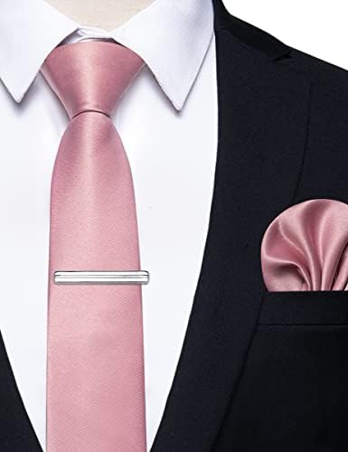 Seus seus conjuntos de clipes de gravata quadrada magra e de bolso para homens acetinados gravatas finas com caixa de presente