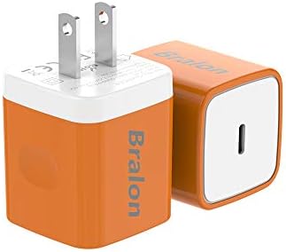 Carregador USB C, Bralon 2-Pack Mini 20W PD Fast Wall Charger compatível com iPhone 12/12 Pro/12 mini/11/11 Pro/xs/max/xr/x/8, pixel