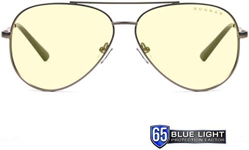 Gunnar - Gaming and Computer Glasses - Bloqueia 65% de luz azul - Maverick, Gunmetal, Amber Tint & Computer Glasses - Bloqueia 65%