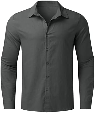 Botão marrom camisa para cima macho de verão linho de algodão sólido casual plus size size solteira camisa masculina colar camisa de