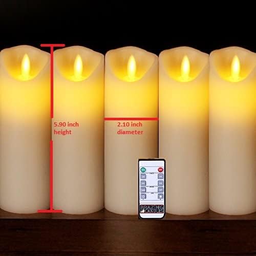 Velas de brasagem 5 PC LED Candle Set, Ivory, 2 x 6, controle remoto com timer