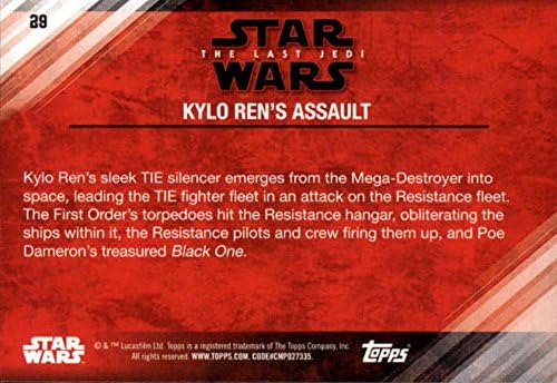 2018 Topps Star Wars The Last Jedi Série 2 Blue 29 Cartão de negociação de assalto de Kylo Ren em condição bruta
