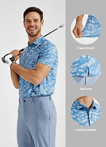 Camisas de golfe yovvi para homens de manga curta seca rápida fit