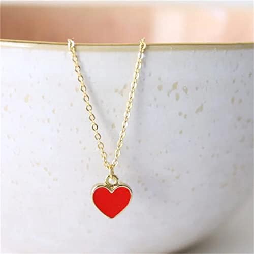 Fuqimanman2020 esmalte doce para sempre Love Heart Shape Link Bracelet Paperclip Chain de aço inoxidável Colar para a mãe