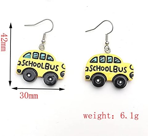 Lindo ônibus escolar Brincos de resina Crianças de desenho animado Brincos engraçados garotas Jóias de professores de
