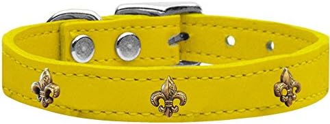 Mirage Pet Products Bronze Fleur de Lis Widget Leather Dog Collar, tamanho 24, laranja