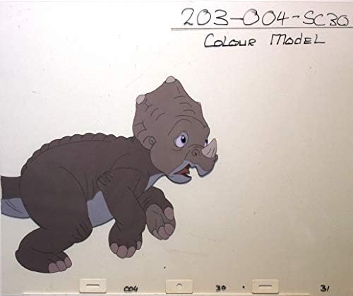 Terra antes do tempo, original 1988 - Don Bluth Studios - Modelo de cores Cel e desenho combinando com instruções de pintura coloridas de Cera.