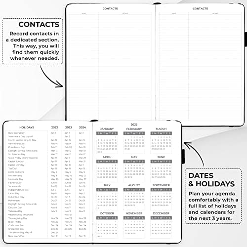 Livro de compromisso da Fox Clever-Planejador de programação por hora com incrementos de 15 minutos-Planejador de caixas de tempo para trabalho diário e tarefas semanal e mensal, sem data, capa dura, 8,3x11 ″