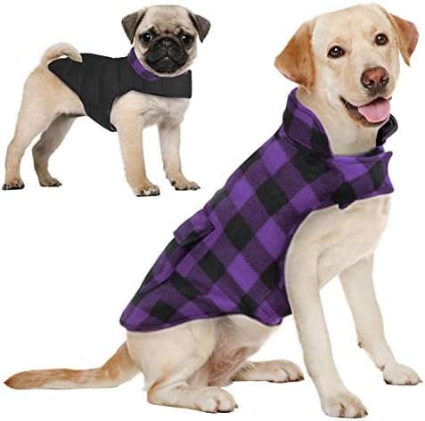 Aofitee Reversível Dog Casaco de clima frio, jaqueta de animais de estimação de inverno de estilo britânica à prova