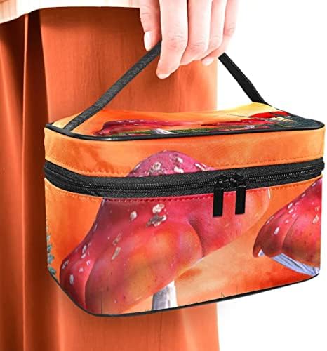 Bolsa de maquiagem tbouobt bolsa de bolsa cosmética bolsa bolsa com zíper, cogumelo da floresta de arte psicológica