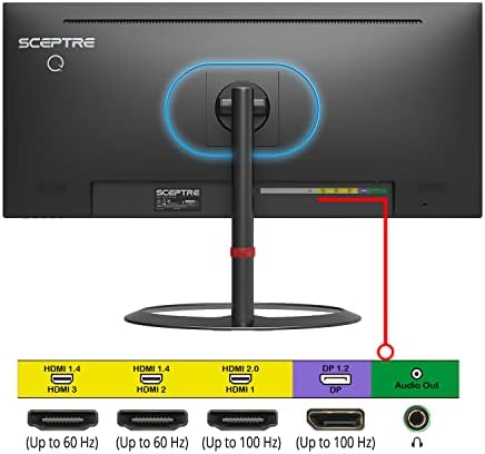 Scepter 34 polegadas IPS Ultrawide Monitor 3440 x 1440 até 100Hz 99% SRGB PIP PBP PBP EDGELE HDMI X3 DisplayPort Build-In Alto-falantes,