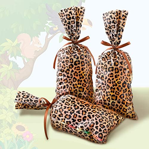 Sacos de tratamento com estampa de leopardo de 100 peças Sacos de doces de leopardo fáceis de selar sacolas de biscoito