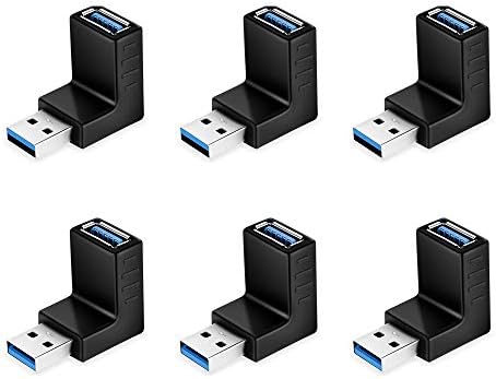 Adaptador USB de 90 graus ELUTENG 6 Ângulo reto do adaptador USB macho para feminino Super Speed ​​USB 3.0 Extender