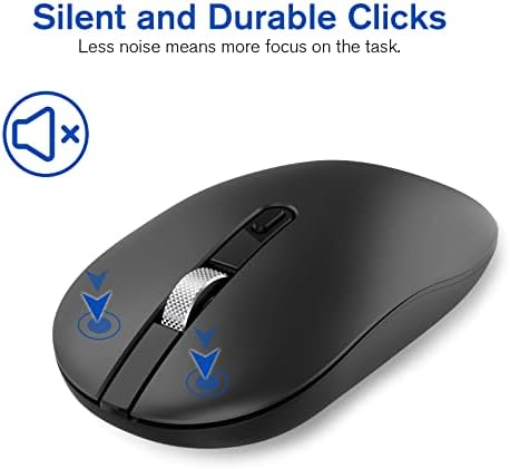 Mouse sem fio Cimetech, 2,4g de mouse silencioso silencioso com receptor USB ratos portáteis de computador, roda de rolagem de metal