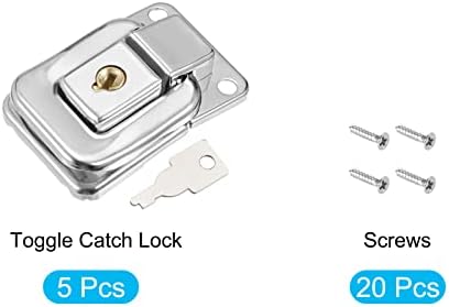 Metallixity Toggle Catch Lock 5pcs, travas de ferro HASP - Para caixas de armários, malas, tom de prata