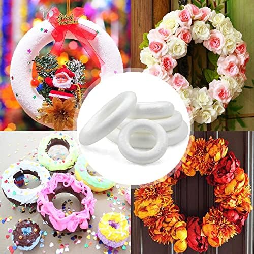 RECS 4pcs Greante de espuma 4 A coroa de espuma forma círculos brancos para projetos de flores, Natal, casamento, decoração