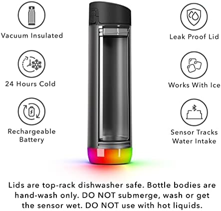 Hidrate Spark Pro Smart Water Bottle - rastreia a ingestão de água com Bluetooth, lembrete de brilho LED quando você precisar