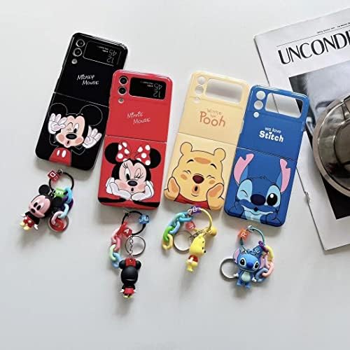 C CASO DE CASOOFY SOFT TPU CASO COM CANTRO PARA SAMSUNG GALAXY Z FLIP 4 FLIP4 5G 2022 MICKEY MOUSE Black Color Disney